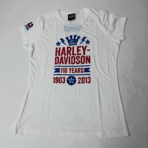 Harley Davidson‎ Women's Short Sleeve White Tee 110th Anniversary XL